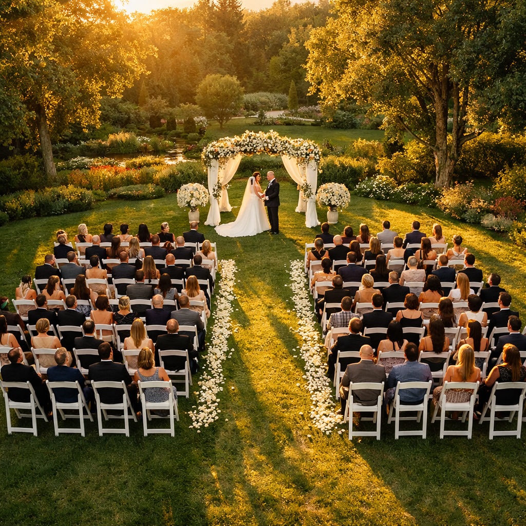 DJI drone capturing wedding or festival