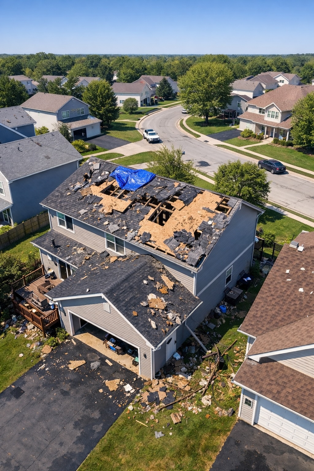 DJI drone assessing property damage