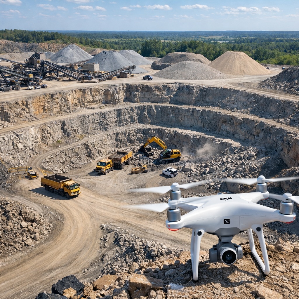 DJI drone surveying mining operation