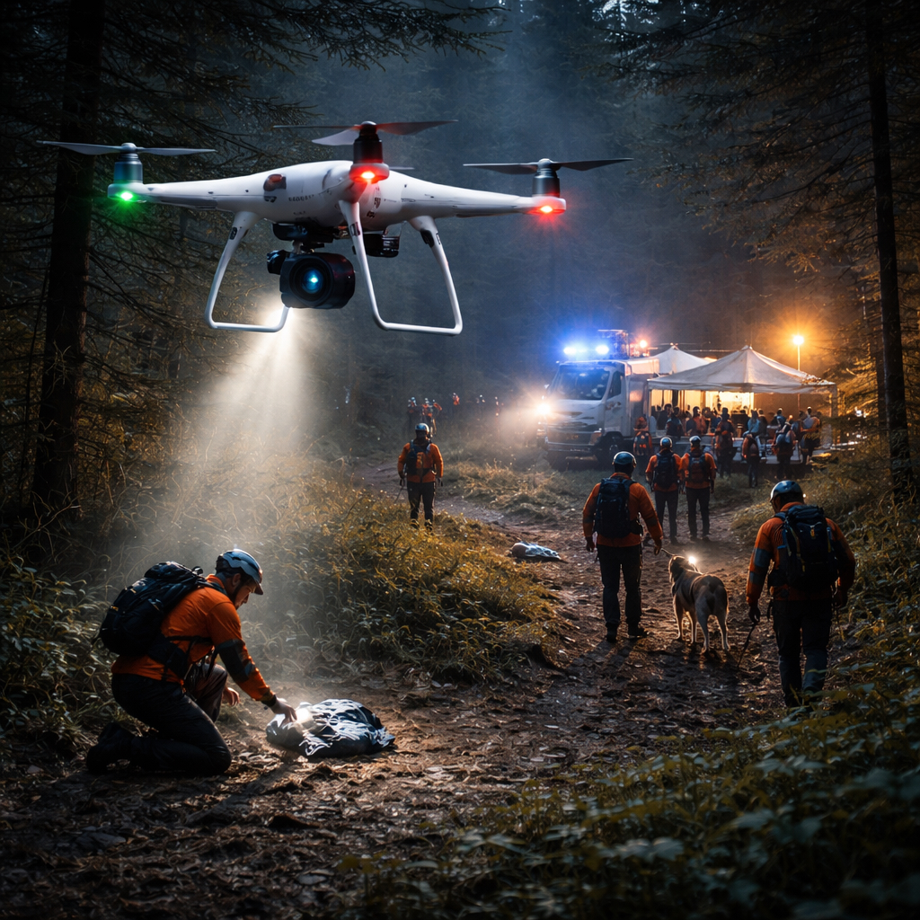 DJI drone assisting in search and rescue