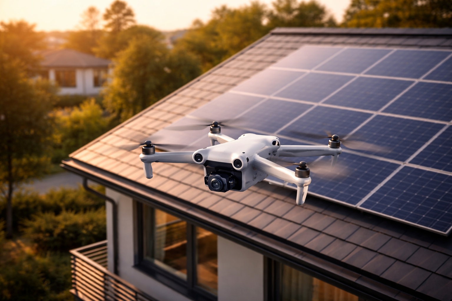 Thermal drone inspection detecting heat loss on commercial rooftop