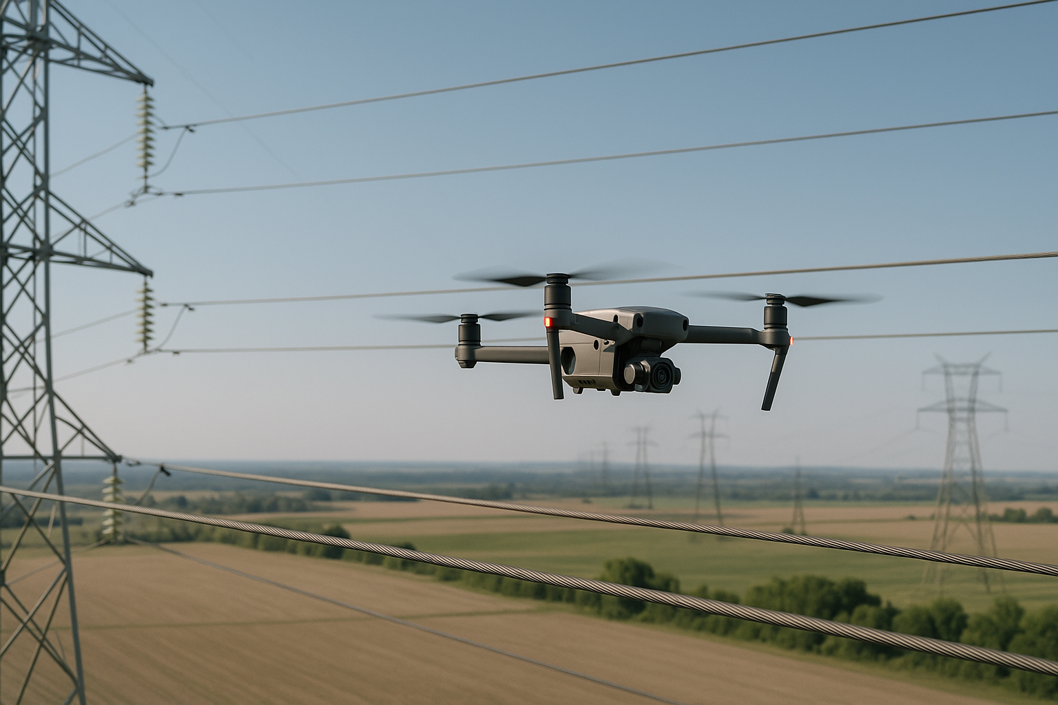 Drone inspecting utility lines