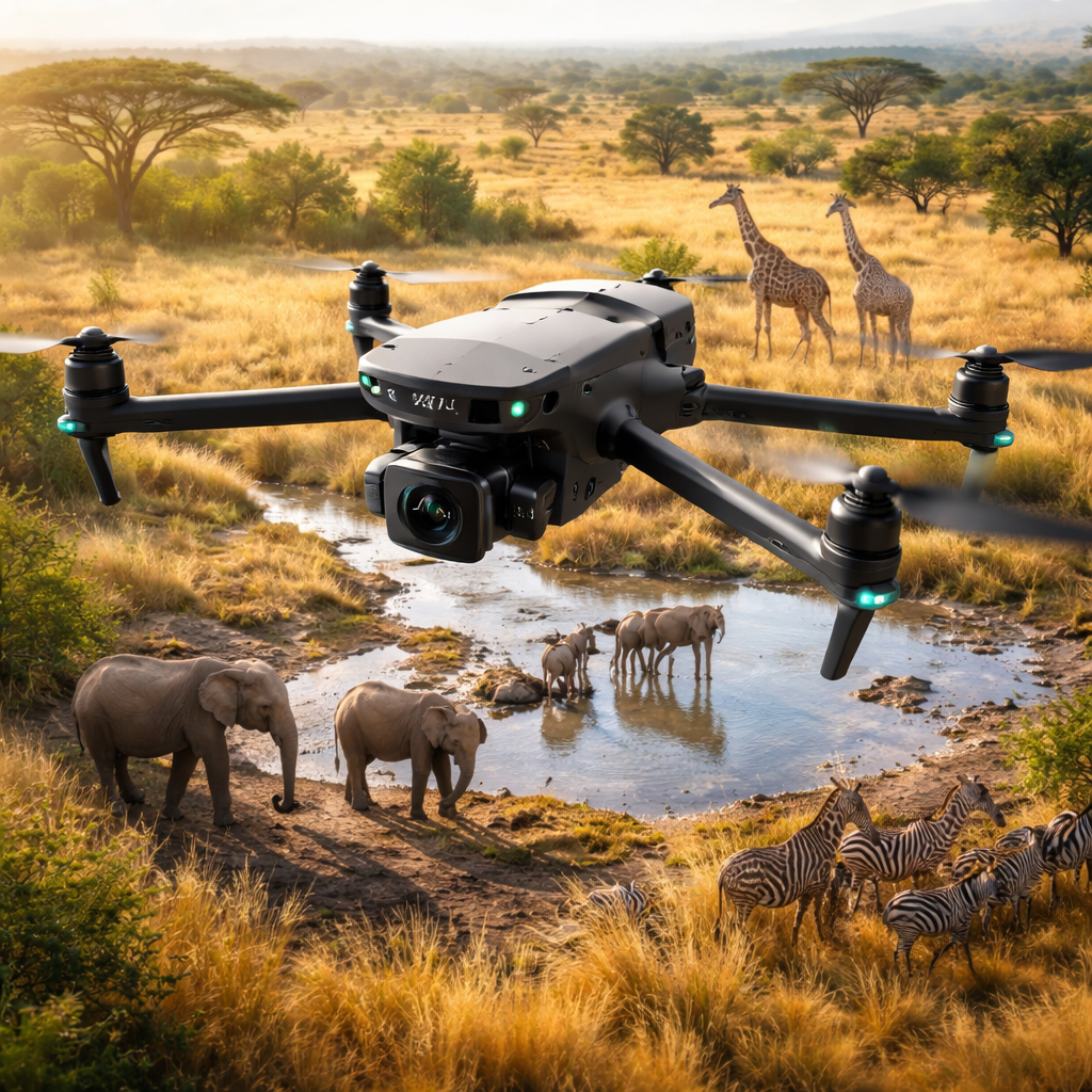 DJI drone monitoring wildlife